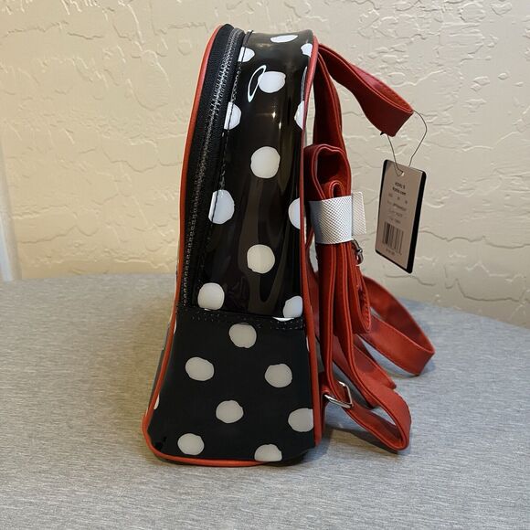 NWT-Disney's Mickey & Minnie Mouse Clear Polka Dot Mini Loungefly - Picture 3 of 9